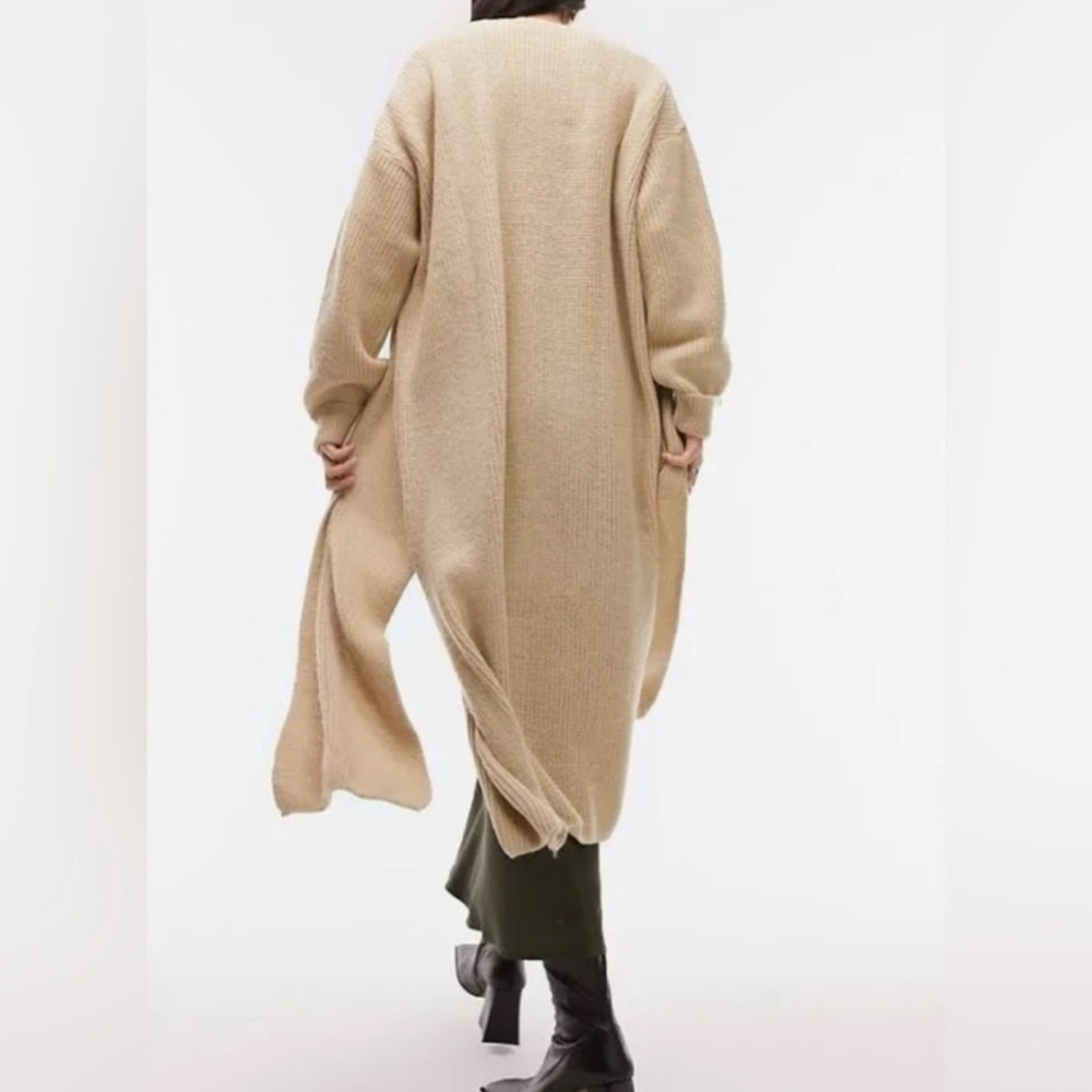 Topshop Tan Long Cardigan Sweater - Picture 2 of 5